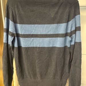 Banana Republic Men's Charcoal and Light Blue Crewneck Sweater